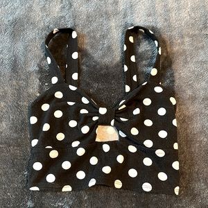 Cropped tank top from Forever21. Black with white Polk dots. Size Small.
